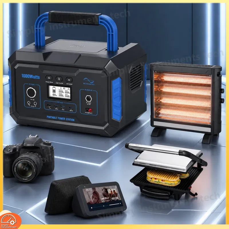 Portable Power Station 1000W Pure Sine - 1000Wポータブル電源ソーラージェネレーター、リチウムバッテリー、純正弦波、屋外キャンプ、車、RV、家庭用緊急バックアップ