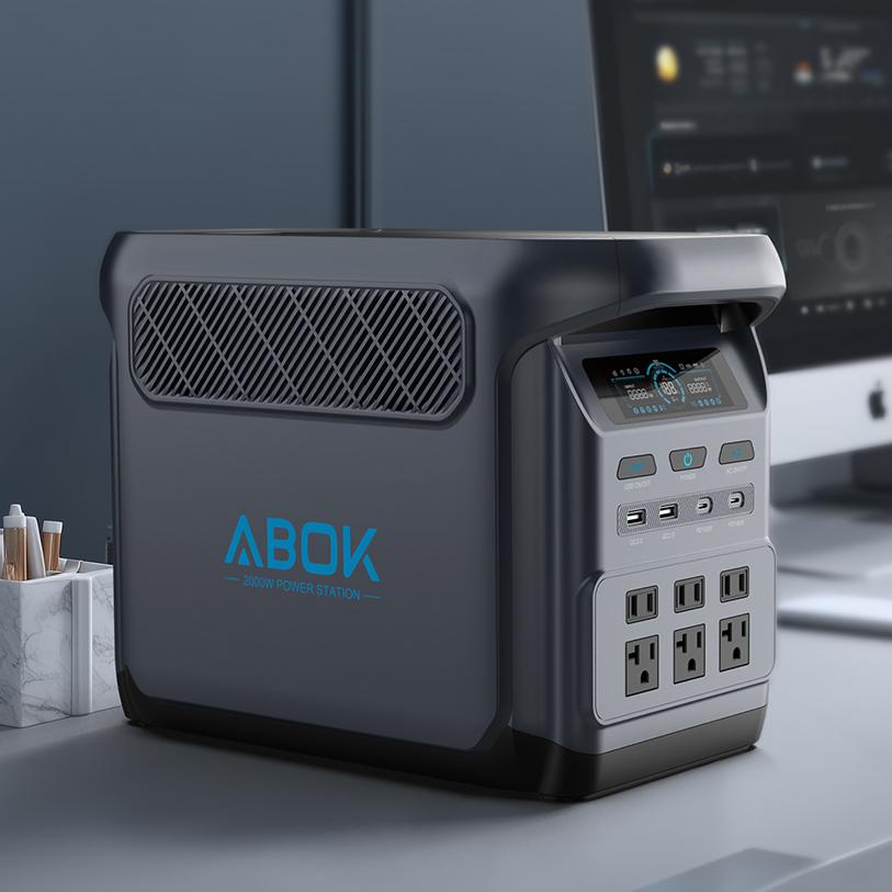 Portable Power Station 2000W Lifepo4 - ABOK 1800W/2000W リチウム鉄リン酸バッテリー搭載 ポータブル電源 ソーラー発電機 120V/230V