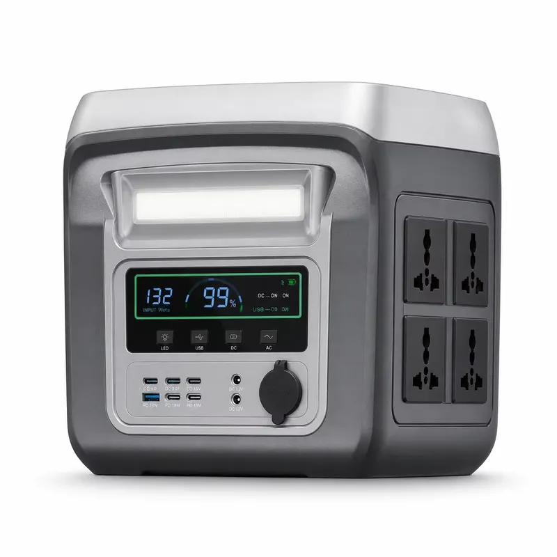 Portable Power Station 1000W Pure Sine - 1000W ポータブル電源、LiFePO4バッテリー搭載、ソーラー発電機能付き、正弦波出力、非常用電源、屋外・家庭用。
