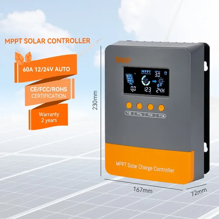 Mppt Solar Charge Controller 60A - PowMr高効率ソーラーバッテリー充電器60A 12/24/36/48V MPPTソーラーチャージコントローラー（太陽光発電システム用）