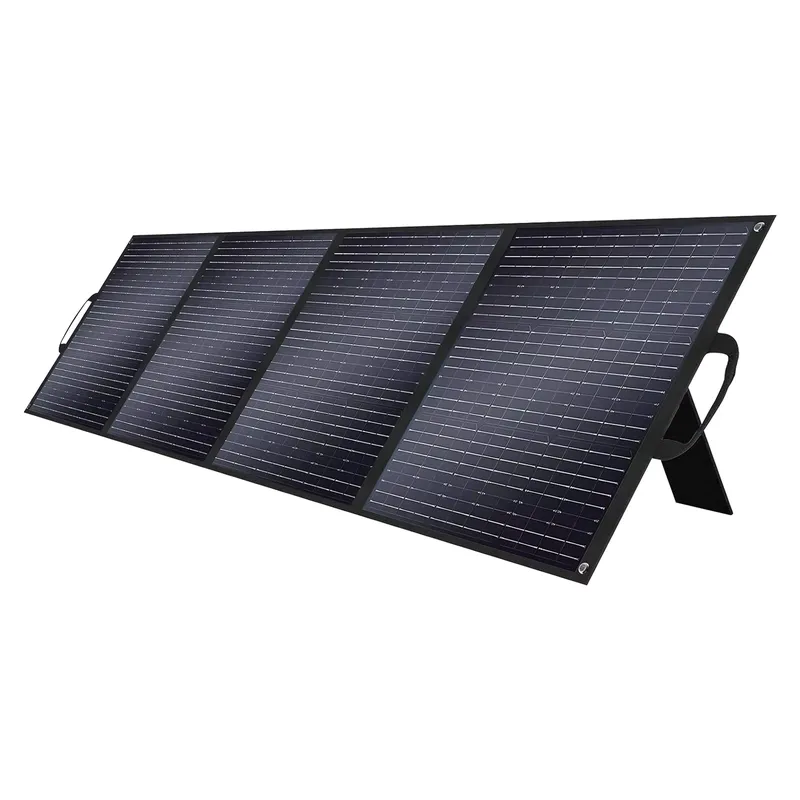 Solar Panel 200W Portable Foldable - SolarPlay S200 200W 折りたたみ式ソーラーパネル（黒）。高効率で、持ち運び可能なポータブル電源として、キャンプ、アウトドア、家庭、産業用途に最適。