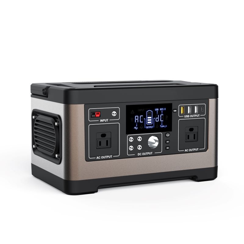 Portable Power Station 500W - ポータブルソーラー発電所 AC 220V 500W 499Wh 緊急用LED懐中電灯