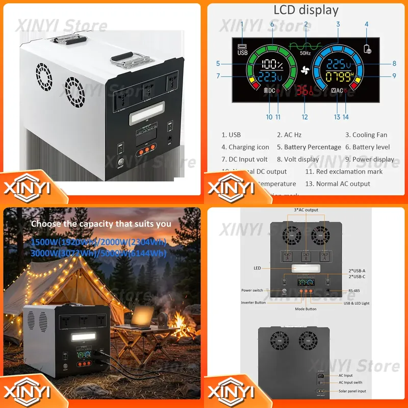 Portable Power Station 2000W Lifepo4 - ポータブル電源ステーション 2000W 2kW LiFePO4バッテリー 2304Wh ジェネレーター