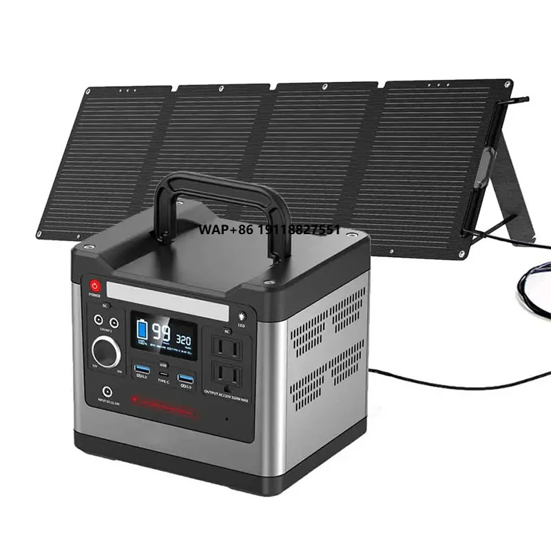 Portable Power Station 1000W - ポータブル600W/800W/1000Wソーラー発電機、LiFePO4バッテリーとLEDライト搭載、緊急用リチウムイオンバッテリー、ソーラーパネル付き