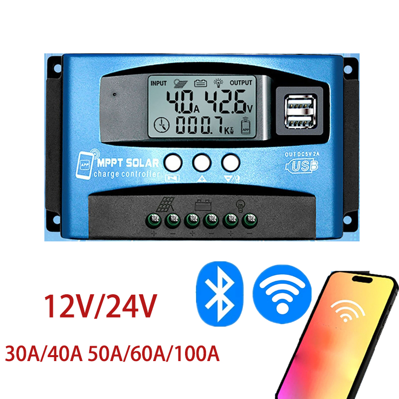 Mppt Solar Charge Controller 60A - 12V 24V WiFi Bluetooth MPPT ソーラー充電コントローラー
