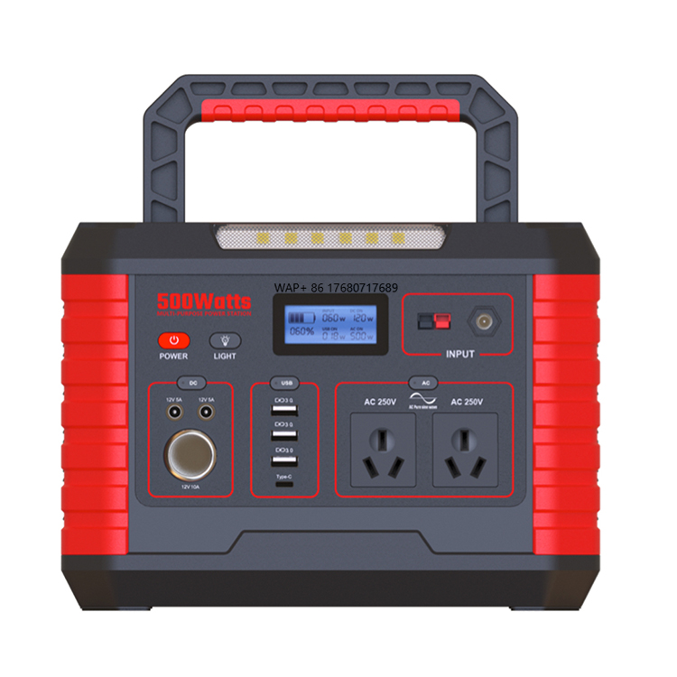Portable Power Station 500W - 太陽光発電蓄電システム 太陽光発電機 110v 220v 500w ポータブル電源