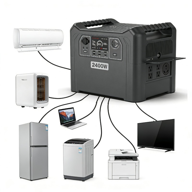 Portable Power Station 500W - 新発売 2400W ソーラーポータブル電源 UPS インバーター 500W