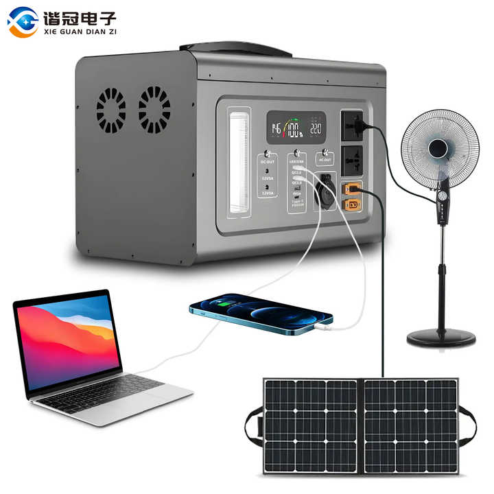 Portable Power Station 1500W Ac Outlet - ポータブル1280Whソーラー発電機1500W 220V AC出力 防水ジャンプスターター ソーラーパネル付き アウトドアキャンプRV用