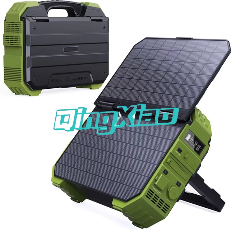 Portable Power Station 1000W - 1000Wポータブルソーラー発電所、ソーラーパネル内蔵、緊急用バックアップバッテリー、アウトドアキャンプ、旅行、家庭用ディスプレイ