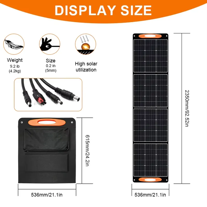 折りたたみ式ソーラーパネル 200W 18V 単結晶シリコン - Solar Panel 200W Portable Foldable のレビューと価格