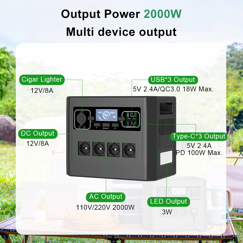 2000Wのリチウム鉄リン酸バッテリー内蔵、キャンプやアウト - Portable Power Station 2000W Lifepo4 のレビューと価格