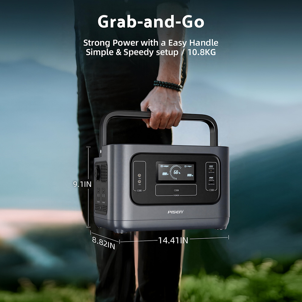 PISEN 1000W（ピーク時2000W）ソーラー発電機  - Portable Power Station 1000W Pure Sine のレビューと価格