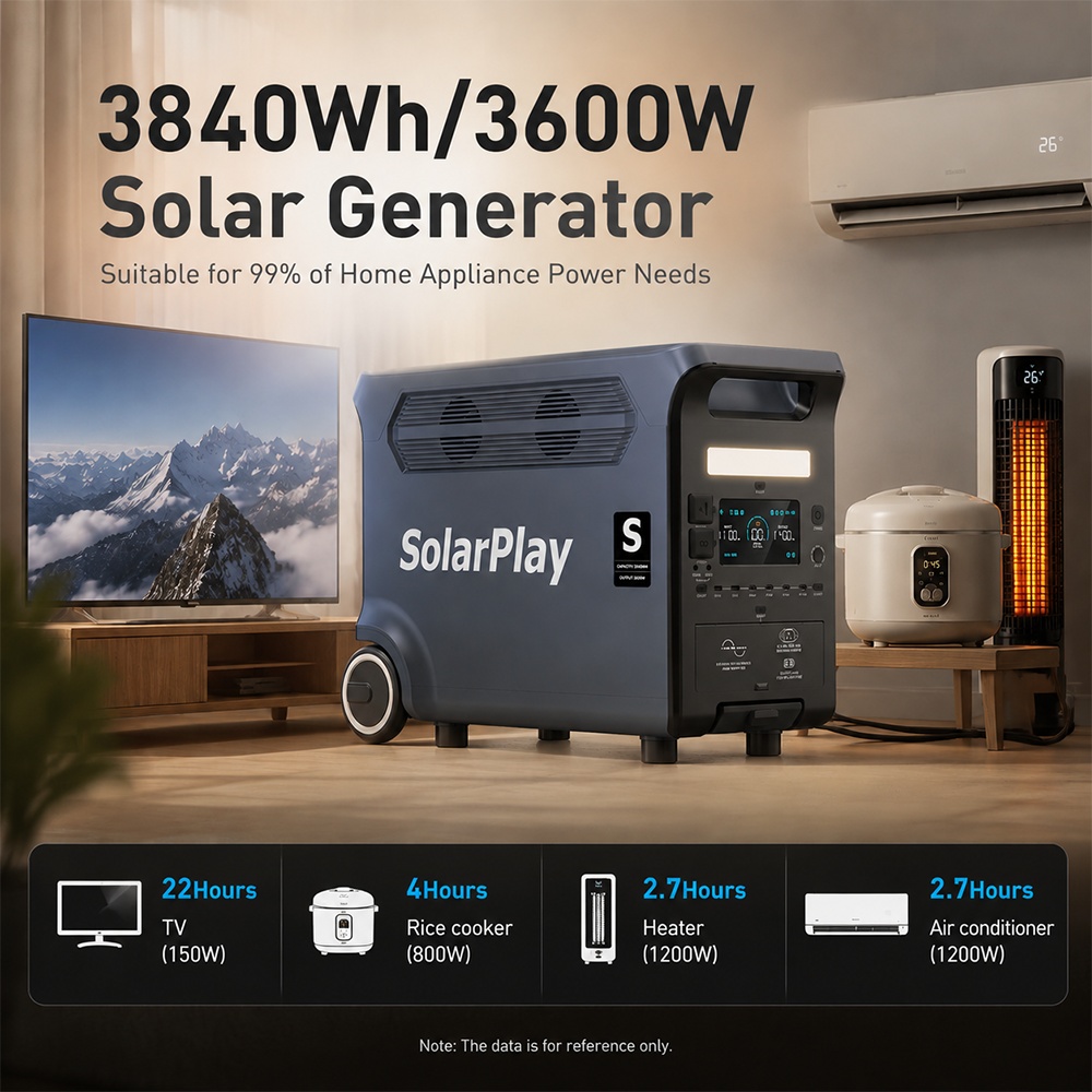 **SolarPlay Q3600 3840Wh ポータブル - Power Station With 30A Rv Outlet のレビューと価格