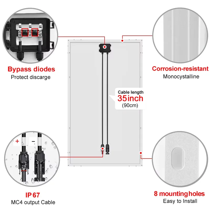 18V 100W/200W/400W リジッドソーラーパネル - Solar Panel 400W Rigid Monocrystalline のレビューと価格