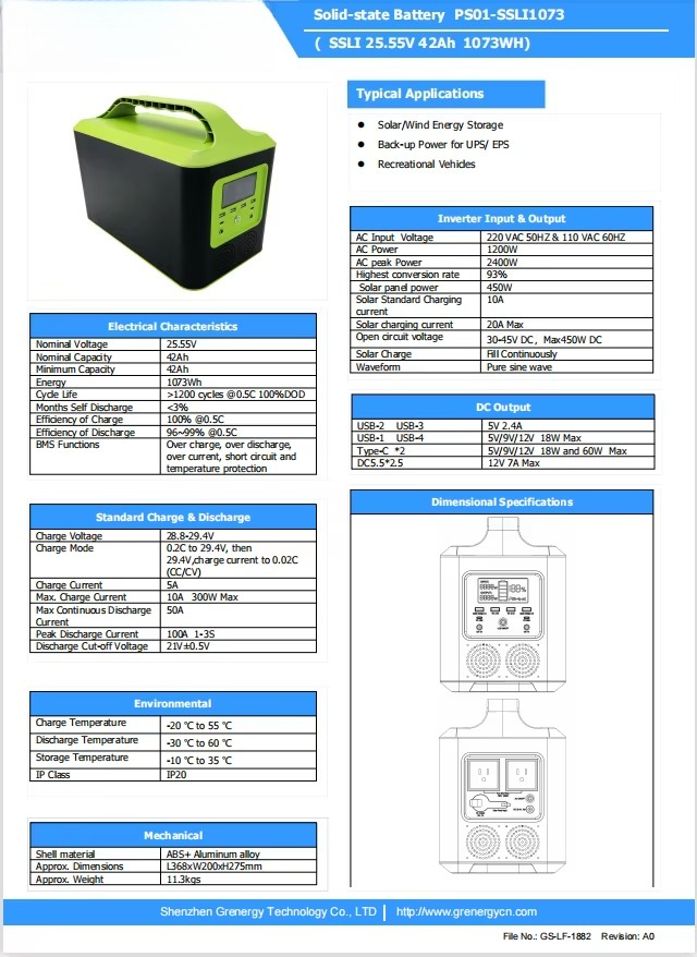 太陽光発電システム 1073WH 25.55V 42Ah 1 - Portable Power Station 1000W Pure Sine のレビューと価格