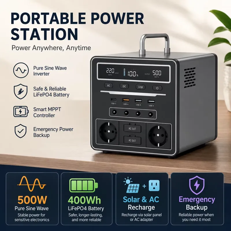 2026年新型、高品質、500Wポータブル電源ソーラー発電機 - Portable Power Station 500W のレビューと価格