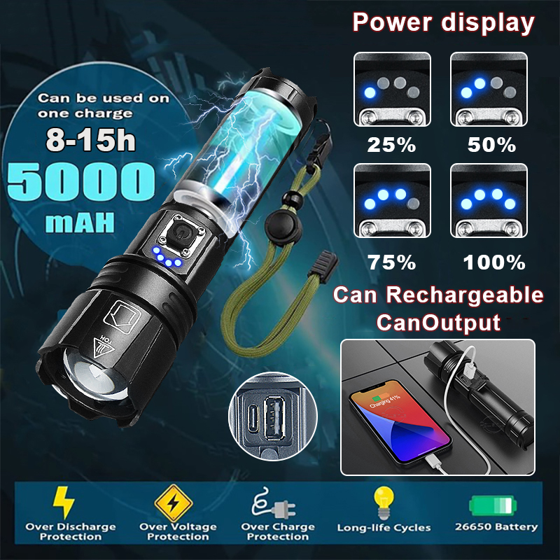 8800000LM 最も強力な LED 懐中電灯 3000  - Portable Power Station 300W Camping のレビューと価格