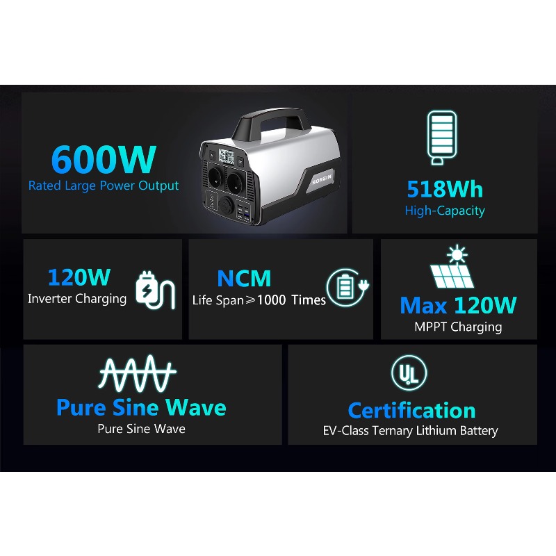 600W UPS発電機 ソーラーLifepo4リチウム電池  - Portable Power Station 600W Ups のレビューと価格