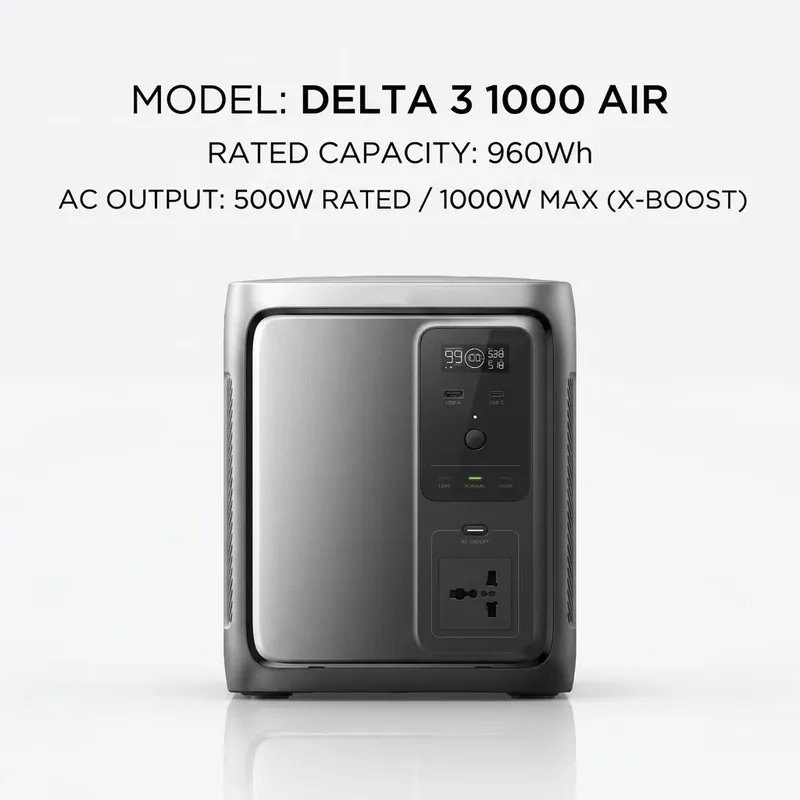 DELTA 3 1000：ソーラーパネル、純正弦波インバータ - Portable Power Station 1000W Pure Sine のレビューと価格