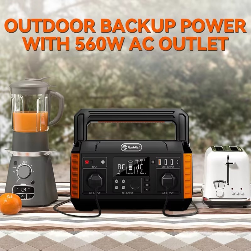 AC 500W 無停電電源装置 ソーラーパネル駆動バッテリー - Portable Power Station 500W のレビューと価格