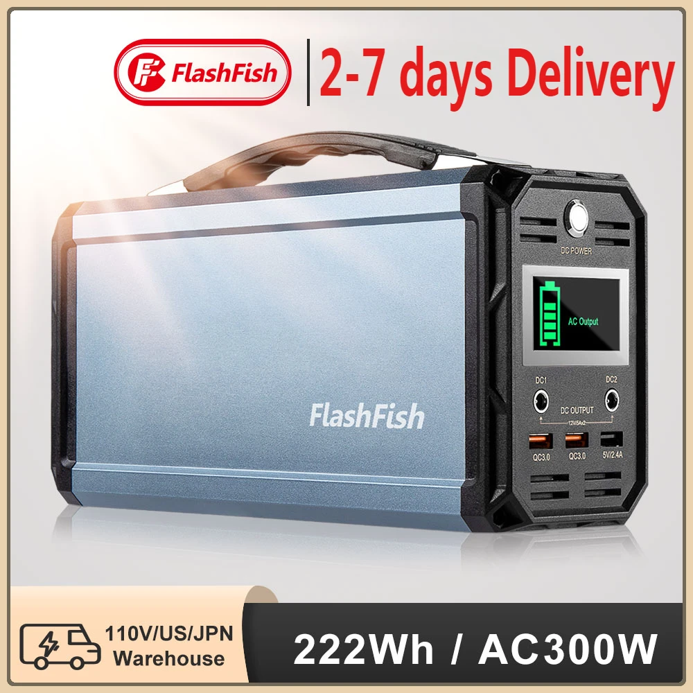 300 ワット太陽光発電機 222Wh ポータブル発電所 6 - Portable Power Station 300W Camping のレビューと価格