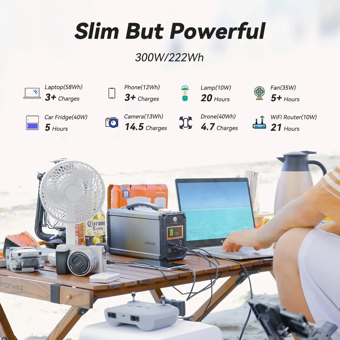 300 ワット太陽光発電機 222Wh ポータブル発電所 6 - Portable Power Station 300W Camping のレビューと価格