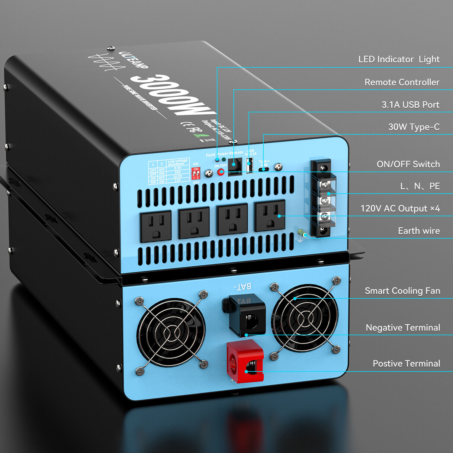 3000W純正弦波パワーインバーター、12V DCから110 - Solar Generator 3000W のレビューと価格