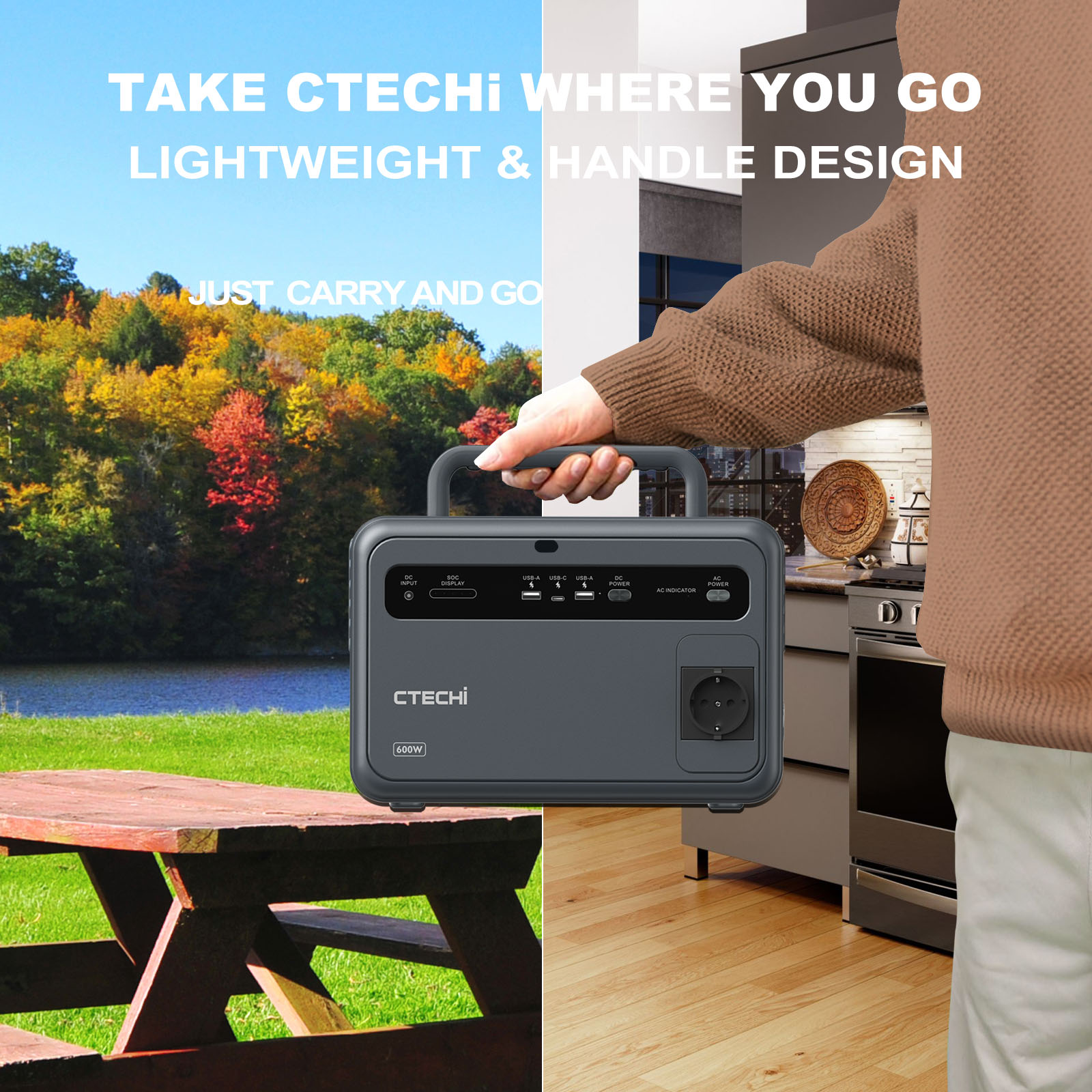 CTECHi 600 ワット 1000 ワットバッテリー駆動 - Portable Power Station 1000W のレビューと価格